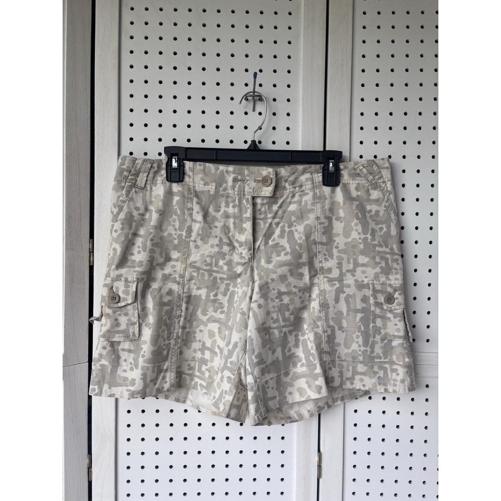 Vtg Y2K Route 66 Womens Juniors 11/12‎ Cargo Chino Shorts Light Tan Camo Print